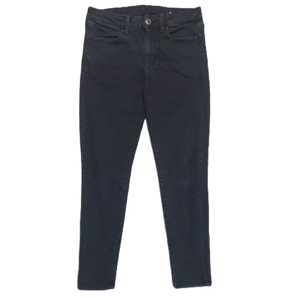 American Eagle Jegging Jeans Womens 8 Short Mid Rise Black Denim